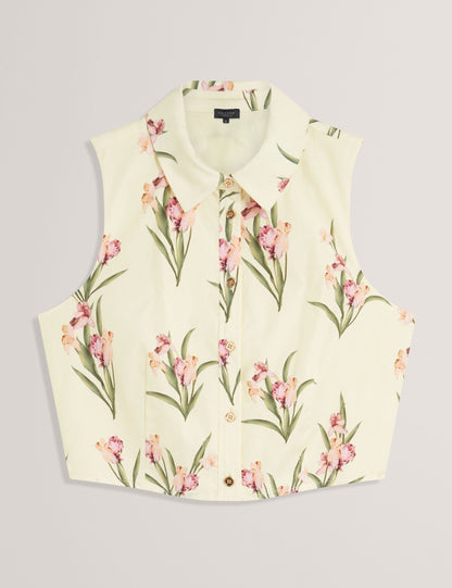 SLEEVELESS BUTTON UP SHIRT | TRANSPARENT YELLOW