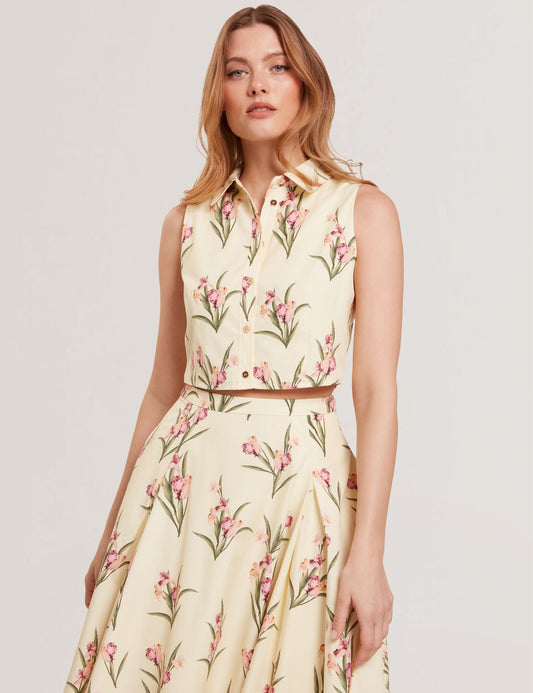 SLEEVELESS BUTTON UP SHIRT | TRANSPARENT YELLOW