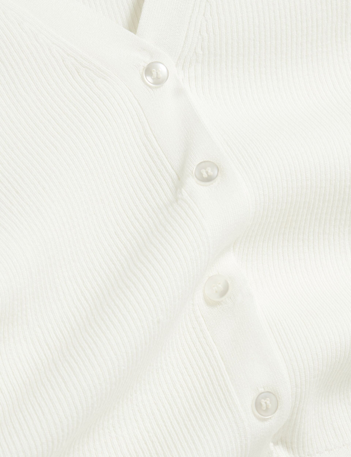 V-NECK CARDIGAN WITH RIB | NEW IVORY