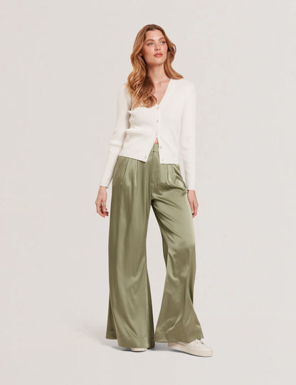 V-NECK CARDIGAN WITH RIB | NEW IVORY