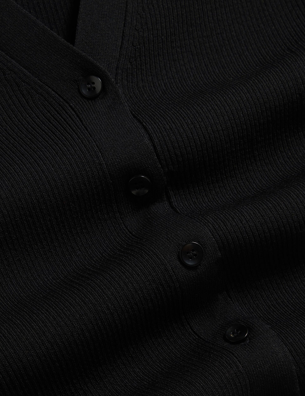 V-NECK CARDIGAN WITH RIB | RICH BLACK