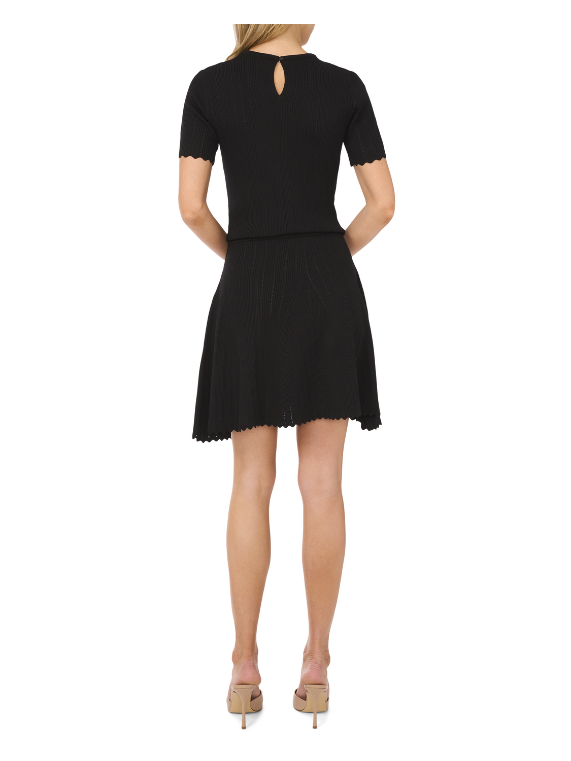 SHORT SLEEVE POINTELLE & RIB TOP | RICH BLACK