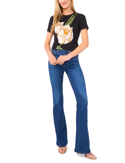 ALLOVER TULIP FLORAL T-SHIRT | RICH BLACK