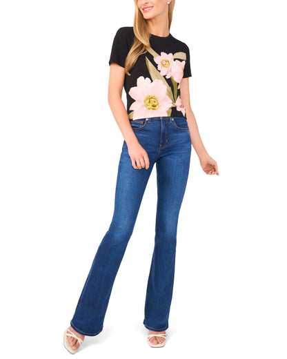 ALLOVER HIBISCUS FLORAL T-SHIRT | RICH BLACK