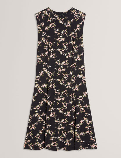 SLEEVELESS JERSEY MINI DRESS | RICH BLACK
