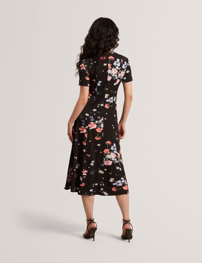 SHORT SLEEVE JERSEY MAXI DRESS | RICH BLACK