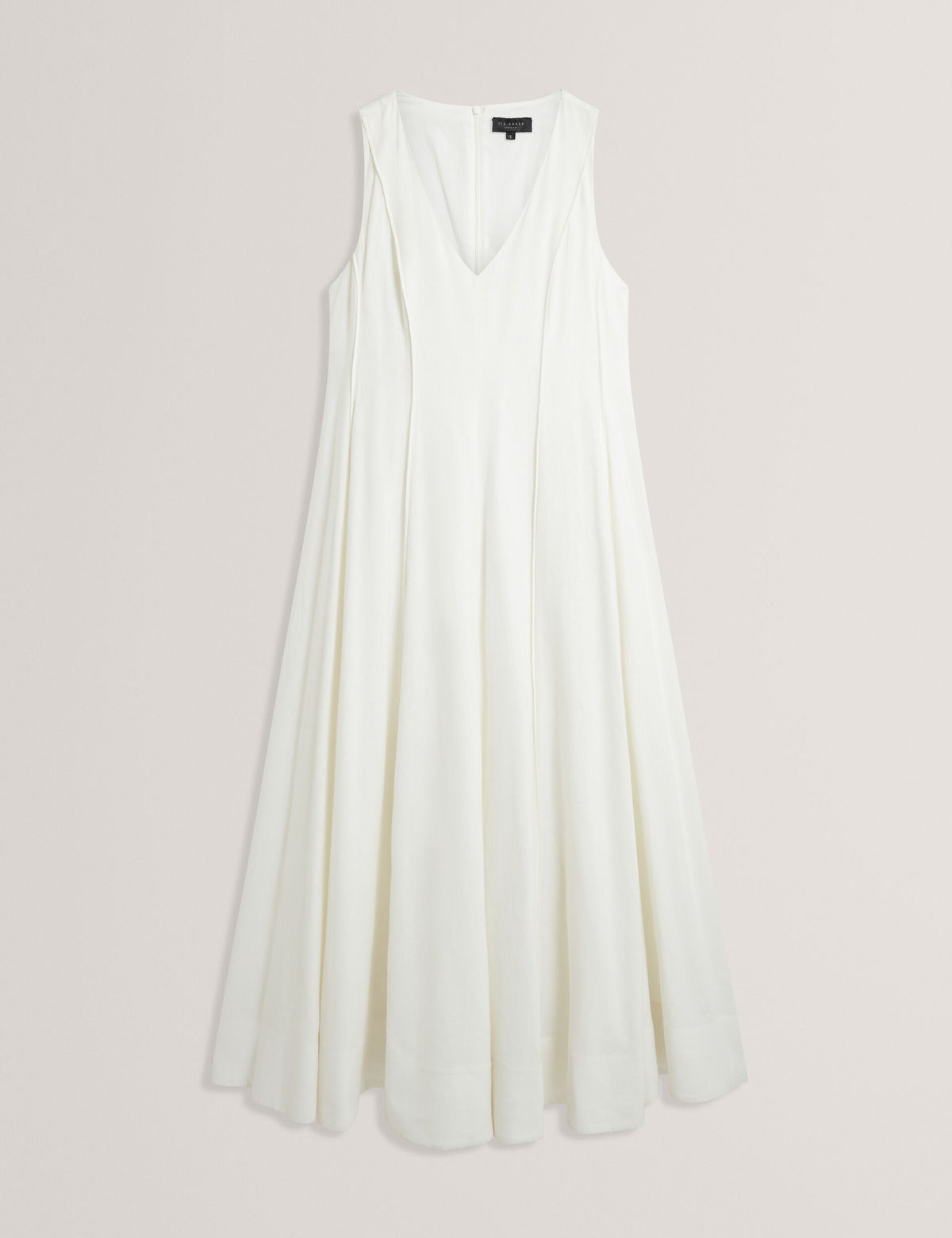 SLEEVELESS V-NECK PLEATED MAXI DRESS | ULTRA WHITE
