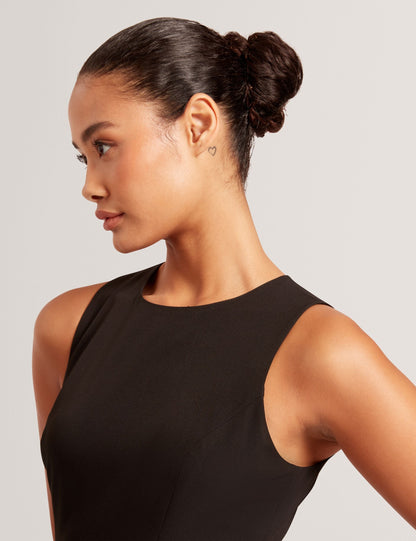 ASYMMETRIC MIDI DRESS | RICH BLACK