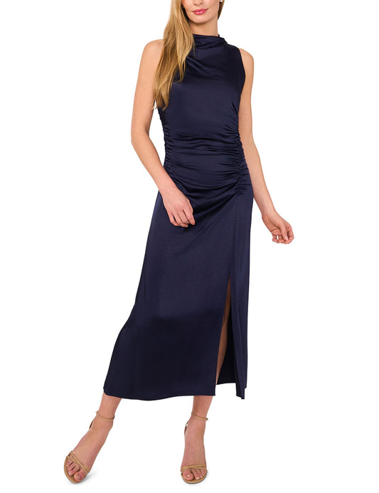 COWL NECK MAXI DRESS WITH RUCHED SIDES | CLASSIC NAVY