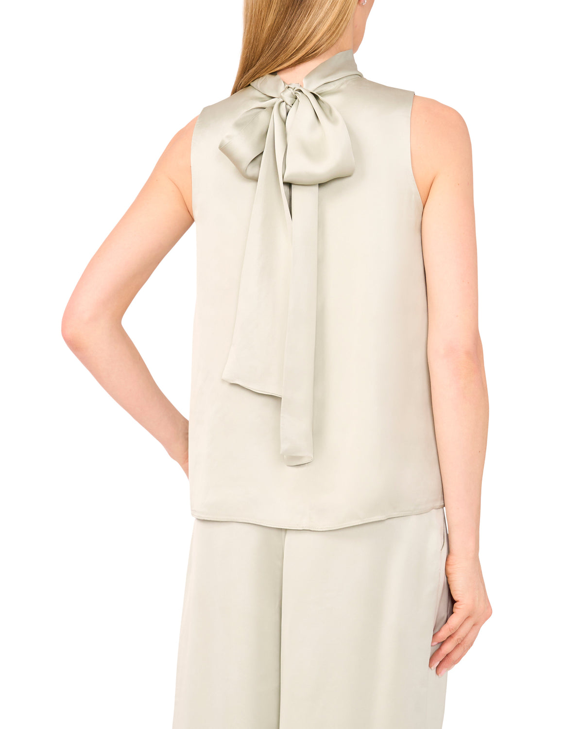 SLEEVELESS BOW BLOUSE | DESERT SAGE