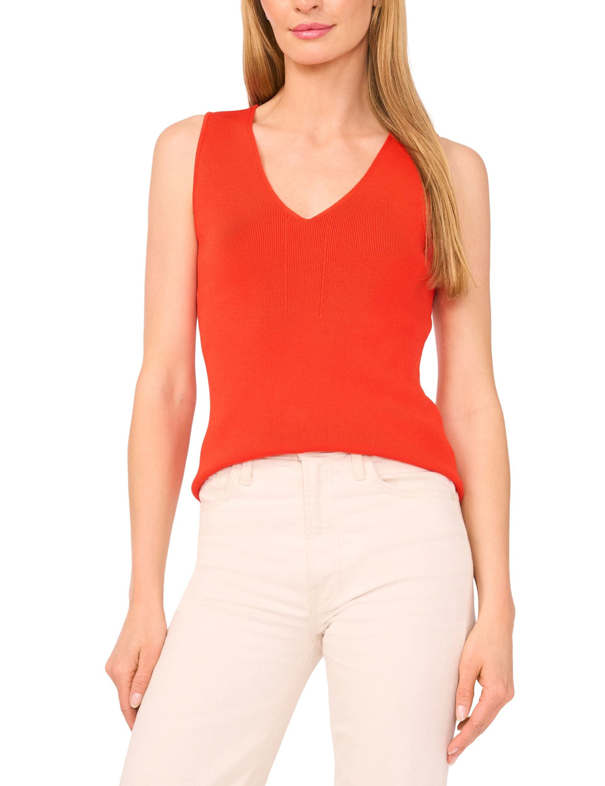 SLEEVELESS V-NECK TOP | SPICY ORANGE