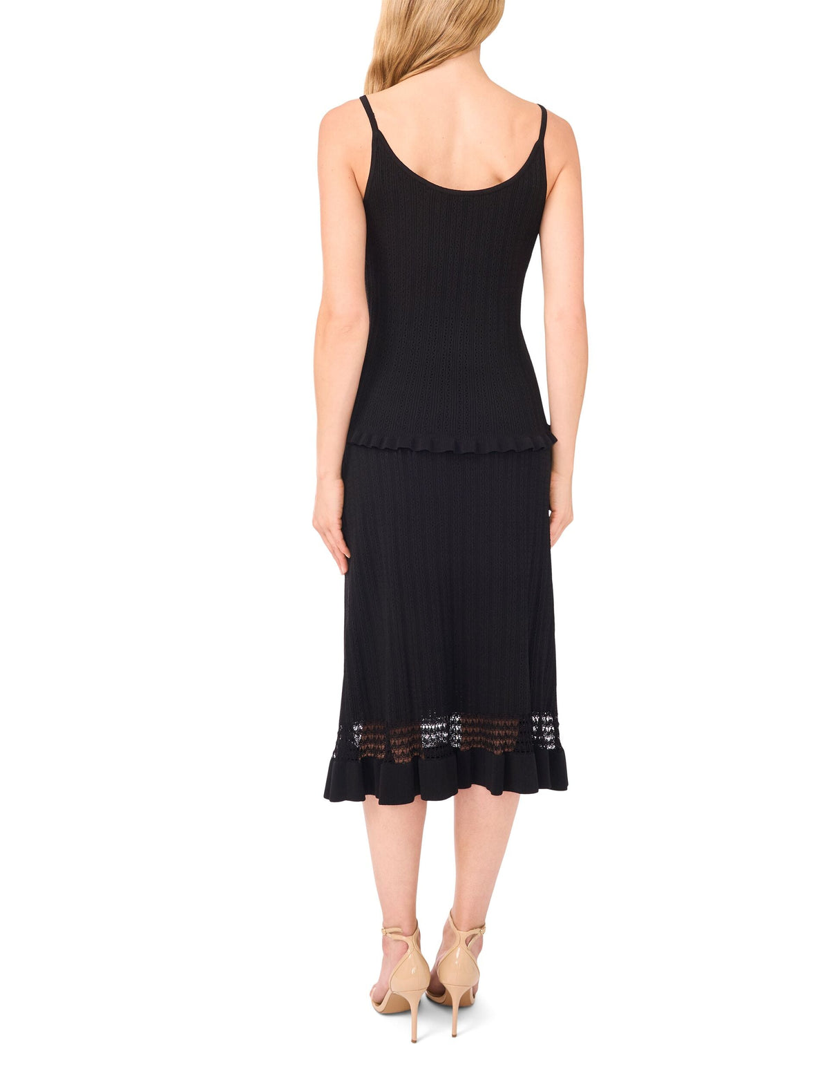 TRIM STRAP TANK TOP WITH POINTELLE & RIB | RICH BLACK