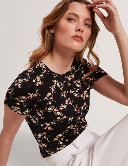 ALLOVER FLORAL T-SHIRT | RICH BLACK