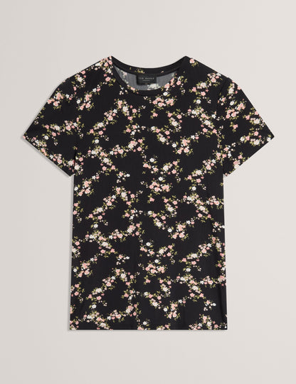 ALLOVER FLORAL T-SHIRT | RICH BLACK