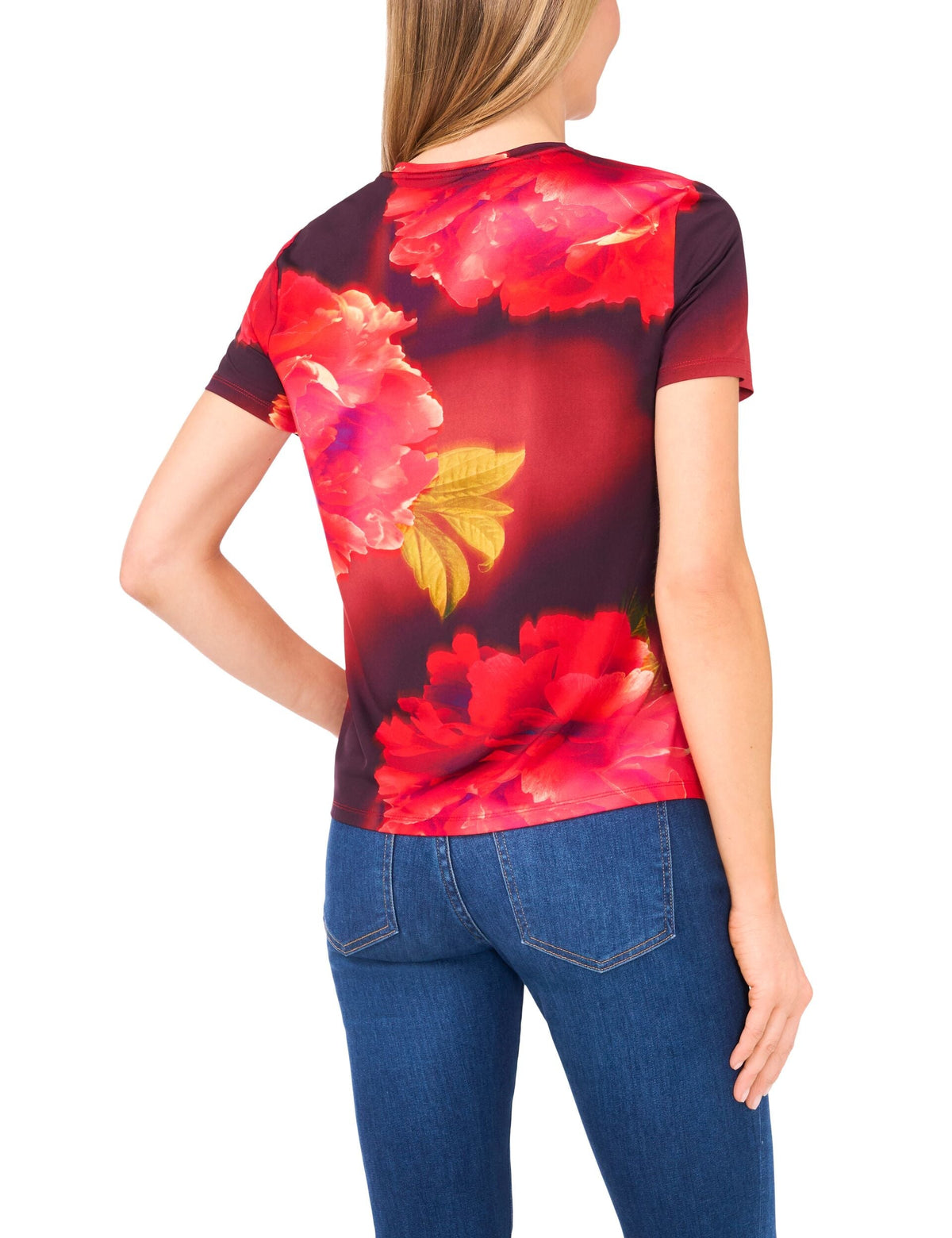 ALLOVER FLORAL T-SHIRT | FLAME SCARLET