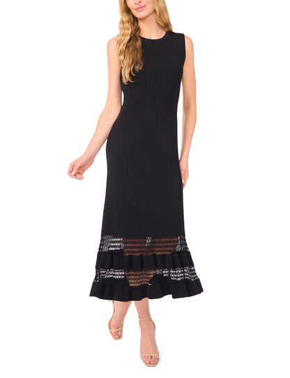 SLEEVELESS CREW NECK MIDI DRESS| RICH BLACK