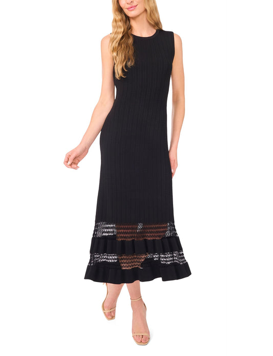 SLEEVELESS CREW NECK MIDI DRESS| RICH BLACK