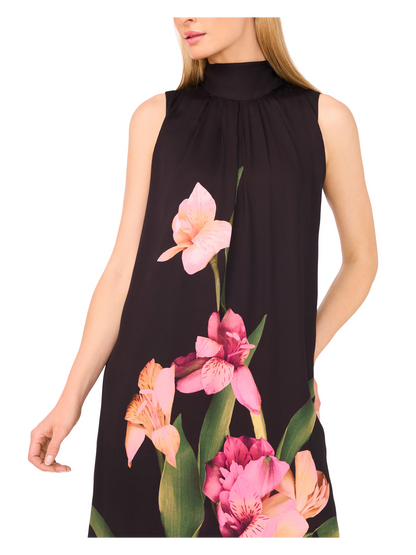 SLEEVELESS BOW MAXI DRESS WITH SLIT | RICH BLACK