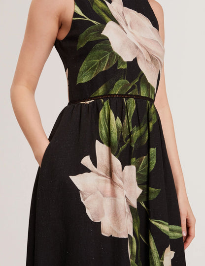 SLEEVELESS FIT AND FLARE MAXI DRESS | RICH BLACK