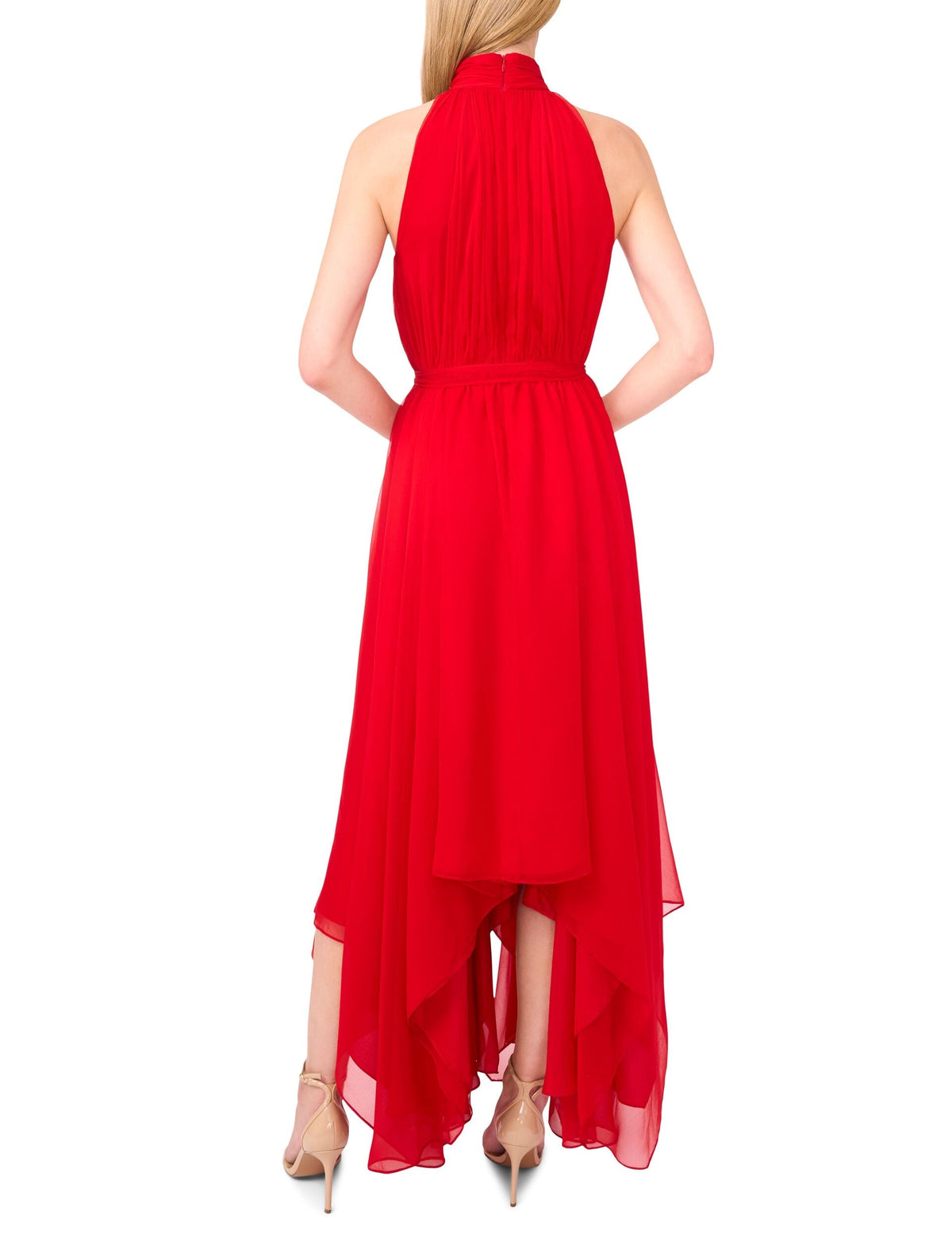 HALTER NECK HANKERCHIEF HEM MIDI DRESS | SALSA