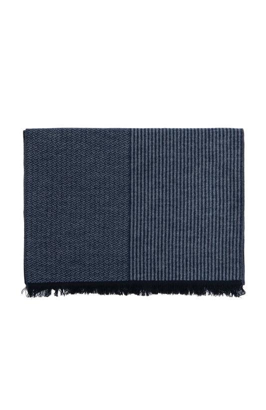 CHEVRON AND STRIPE SCARF | GREY