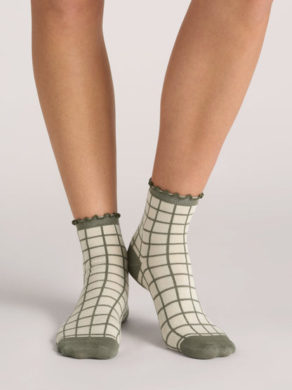 3 PK Women's Non Terry Ruffle Anklet | DK-GREEN