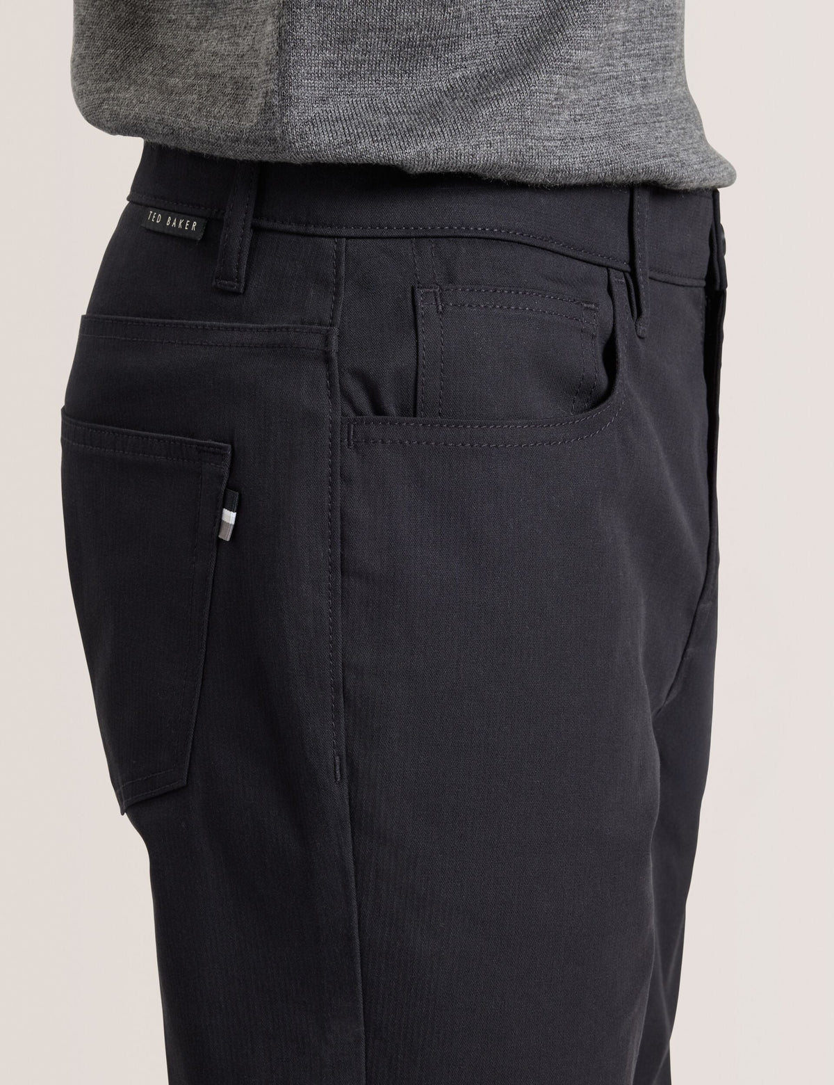 COMPACT HERRINGBONE TROUSERS | BLACK BEAUTY