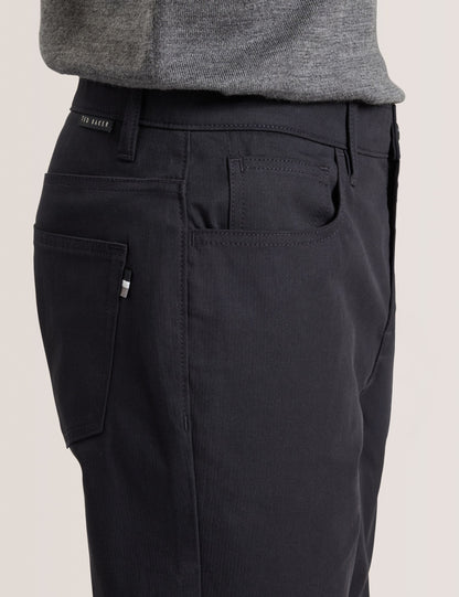 COMPACT HERRINGBONE TROUSERS | BLACK BEAUTY