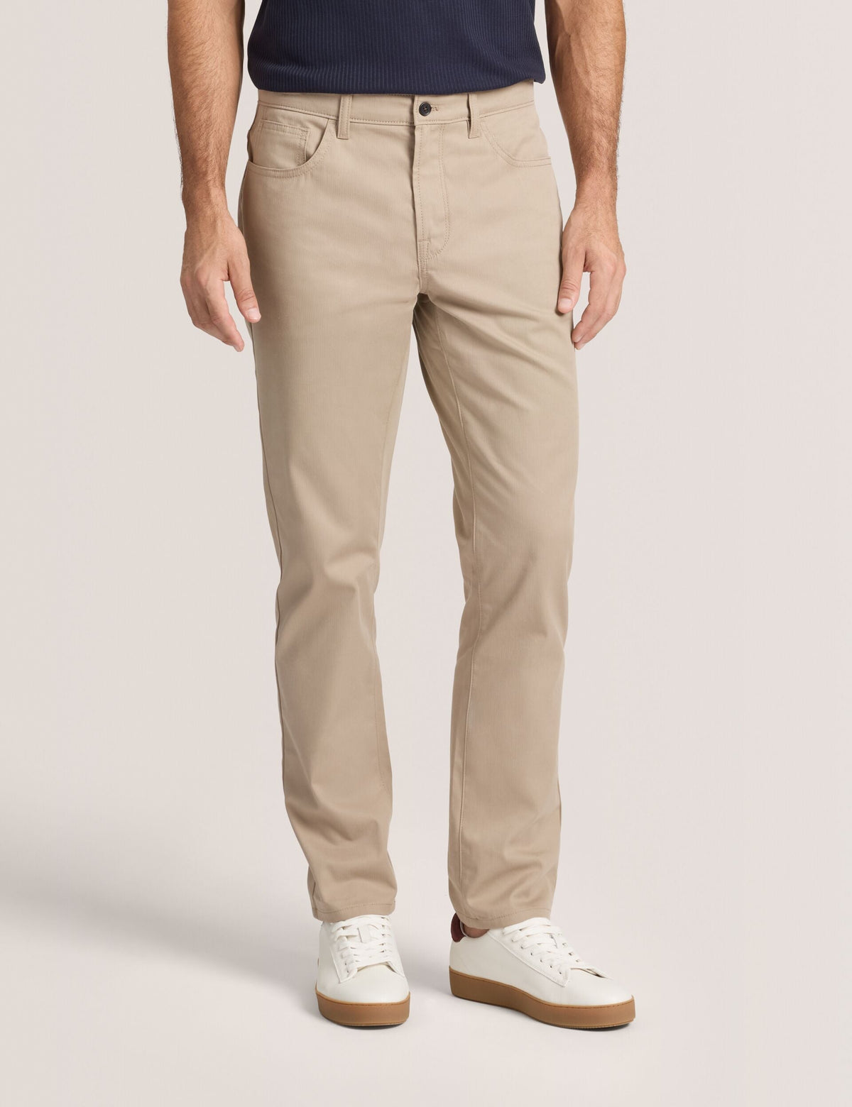 COMPACT HERRINGBONE TROUSERS | CROCKERY