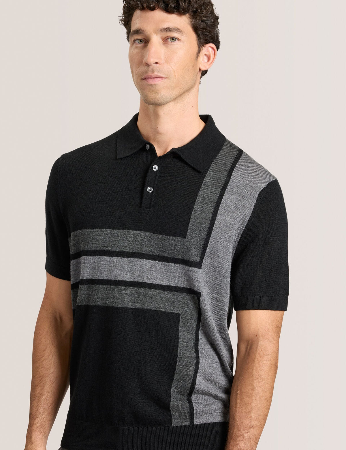 INTARSIA SWEATER POLO | BLACK BEAUTY