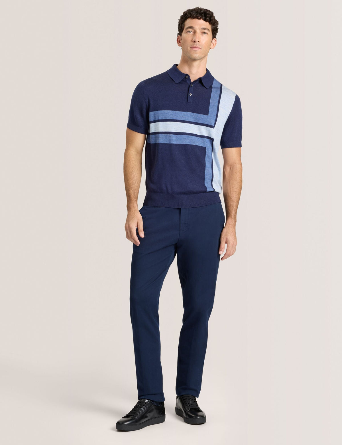 INTARSIA SWEATER POLO | SKY CAPTAIN