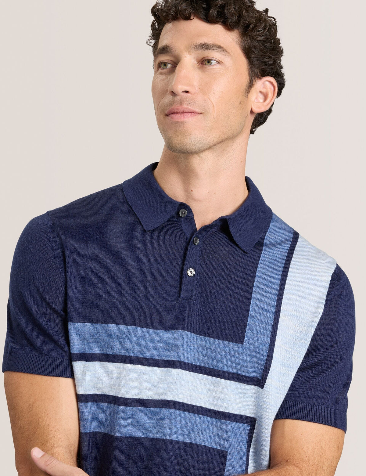 INTARSIA SWEATER POLO | SKY CAPTAIN