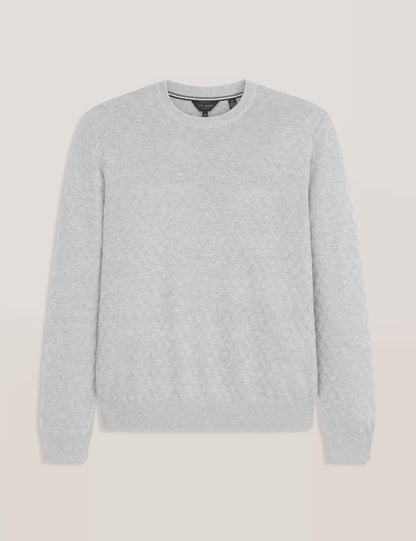 T STITCH LONG SLEEVE CREW NECK SWEATER | GREY HEATHER