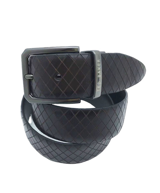 DIAMOND EMBOSSED BELT | BROWN
